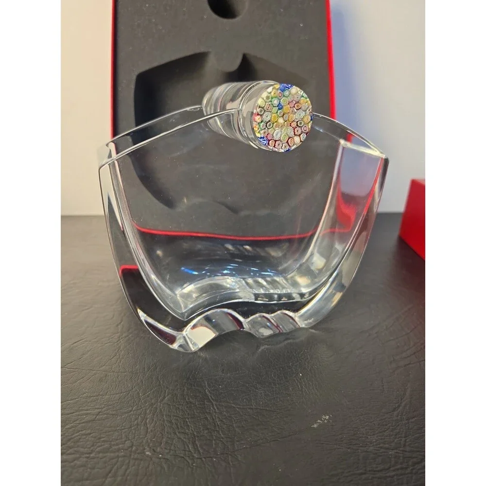 Baccarat Crystal Oceanie Vase Millefiori Cylindrical Stopper Flower Vase
